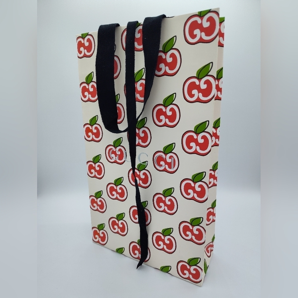 GUCCI Apple Print Gift Bag | Rare GG Apple Logo Shopping Packaging Collector - Picture 4 of 10